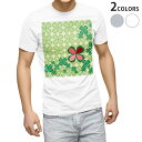 Tシャツ メンズ 半袖 ホワイト グレー デザイン S M L XL 2XL Tシャツ ティーシャツ T shirt 005743 クローバー 四つ葉 模様
