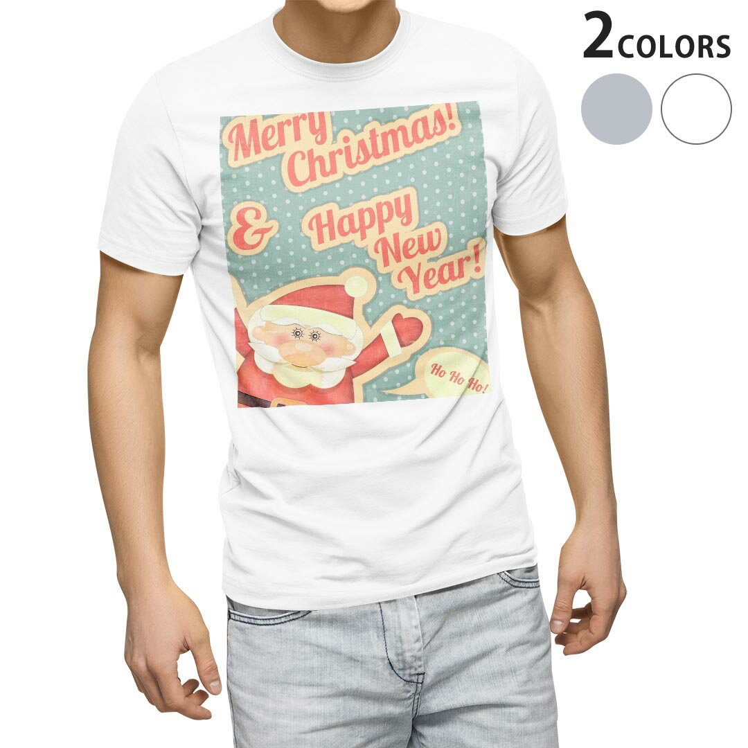 Tシャツ メンズ 半袖 ホワイト グレー デザイン S M L XL 2XL Tシャツ ティーシャツ T shirt 005782 キャラクター　クリスマス　サンタ