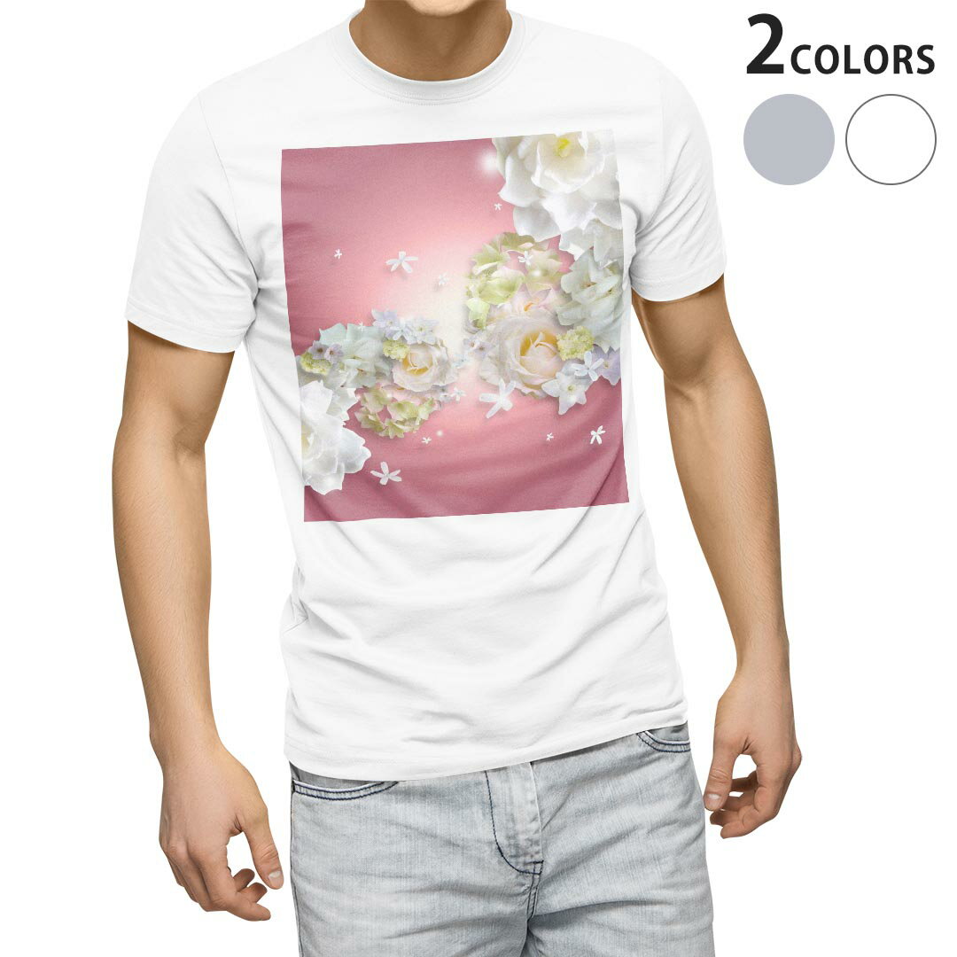 Shirts, T-Shirts - Tシャツ メンズ 半袖 ホワイト グレー デザイン S M L XL 2XL Tシャツ ティーシャツ T shirt 005988 花
