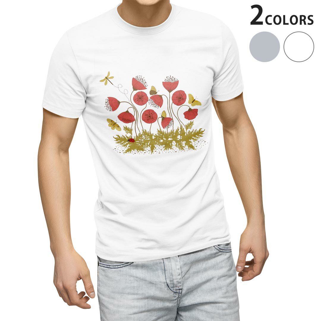 Tシャツ メンズ 半袖 ホワイト グレー デザイン S M L XL 2XL Tシャツ ティーシャツ T shirt 006179 花
