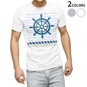 Tシャツ メンズ 半袖 ホワイト グレー デザイン S M L XL 2XL Tシャツ ティーシャツ T shirt 006181 舵 マリン ボーダー