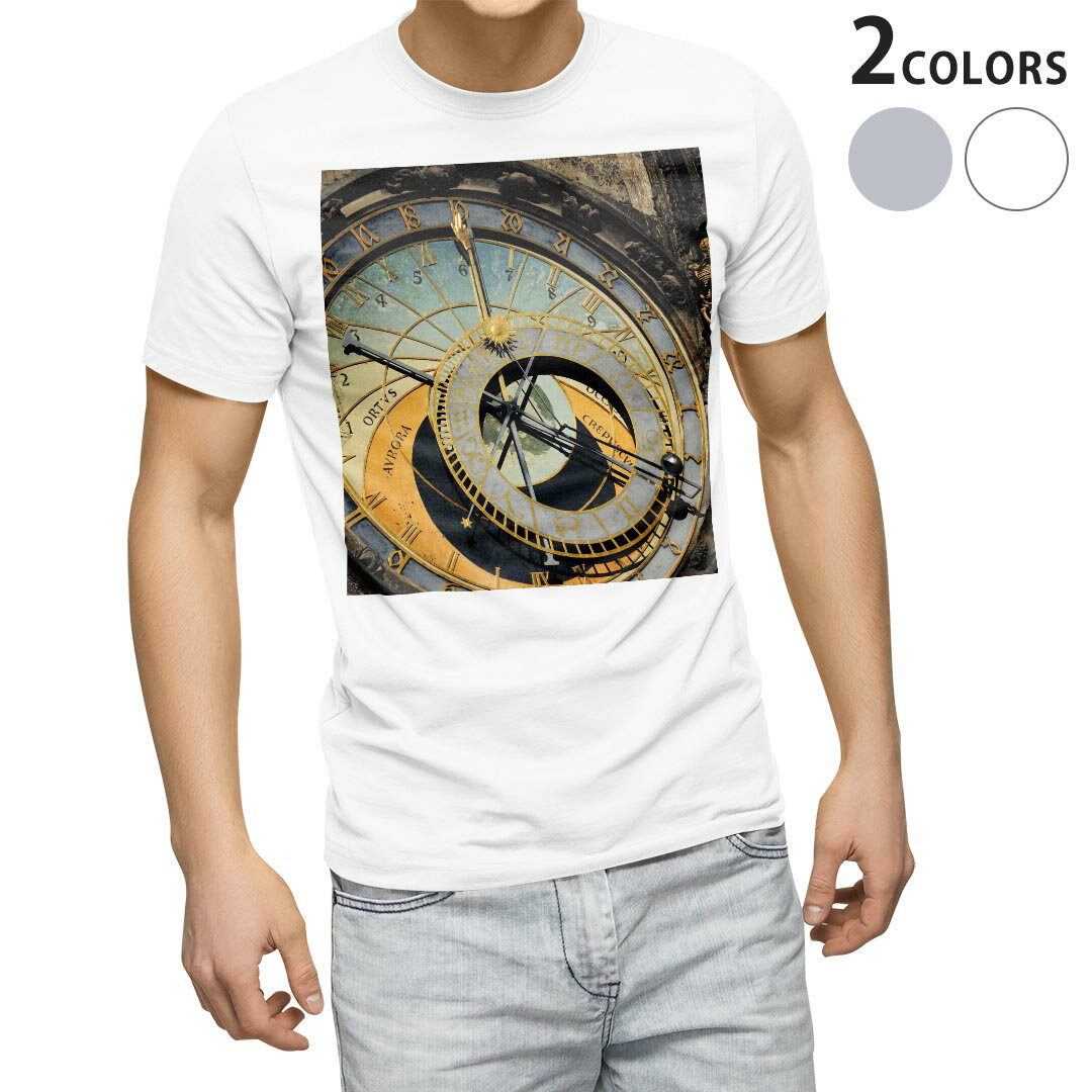 Tシャツ メンズ 半袖 ホワイト グレー デザイン S M L XL 2XL Tシャツ ティーシャツ T shirt 006276 写真　時計