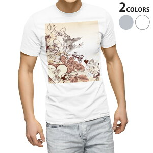 tシャツ メンズ 半袖 ホワイト グレー デザイン XS S M L XL 2XL Tシャツ ティーシャツ T shirt 006344 アニマル 花　フラワー　キューピッド