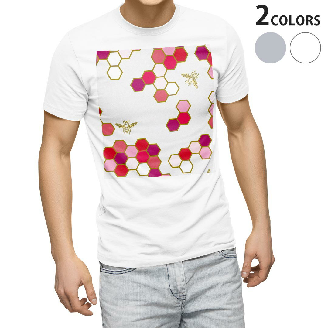 Rakuten - Tシャツ メンズ 半袖 ホワイト グレー デザイン S M L XL 2XL Tシャツ ティーシャツ T shirt 006373 蜂　はち　模様