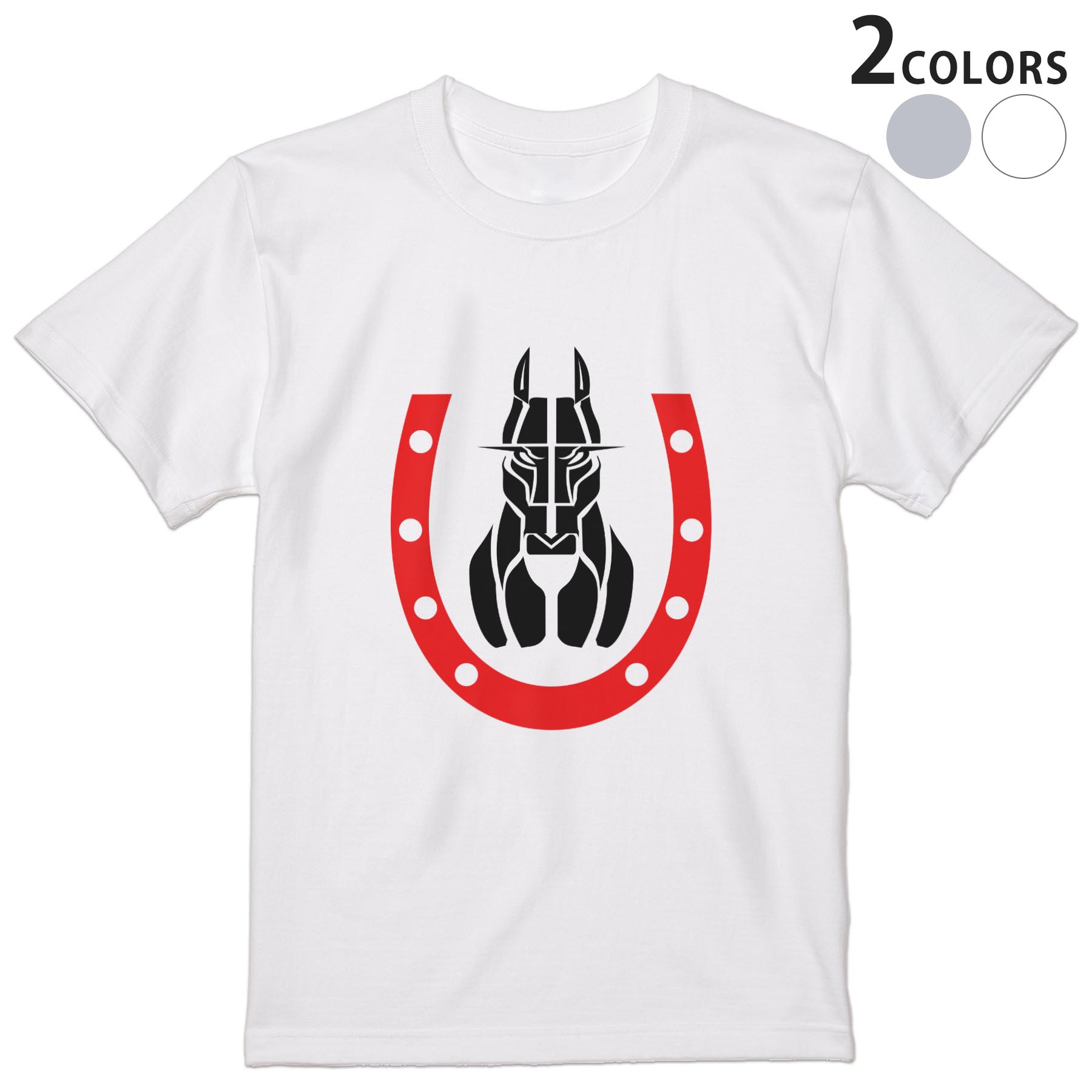 Tシャツ メンズ 半袖 ホワイト グレー デザイン S M L XL 2XL Tシャツ ティーシャツ T shirt 006502 馬　赤　レッド