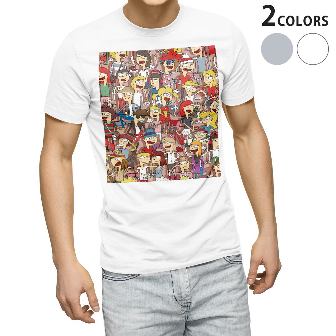 Rakuten - Tシャツ メンズ 半袖 ホワイト グレー デザイン S M L XL 2XL Tシャツ ティーシャツ T shirt 006820 イラスト　人物