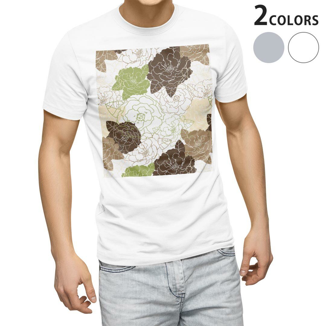 Other - Tシャツ メンズ 半袖 ホワイト グレー デザイン S M L XL 2XL Tシャツ ティーシャツ T shirt 007020 花　　模様