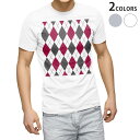 Tシャツ メンズ 半袖 ホワイト グレー デザイン S M L XL 2XL Tシャツ ティーシャツ T shirt 007100 アーガイル 模様