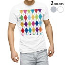 Tシャツ メンズ 半袖 ホワイト グレー デザイン S M L XL 2XL Tシャツ ティーシャツ T shirt 007102 アーガイル 模様