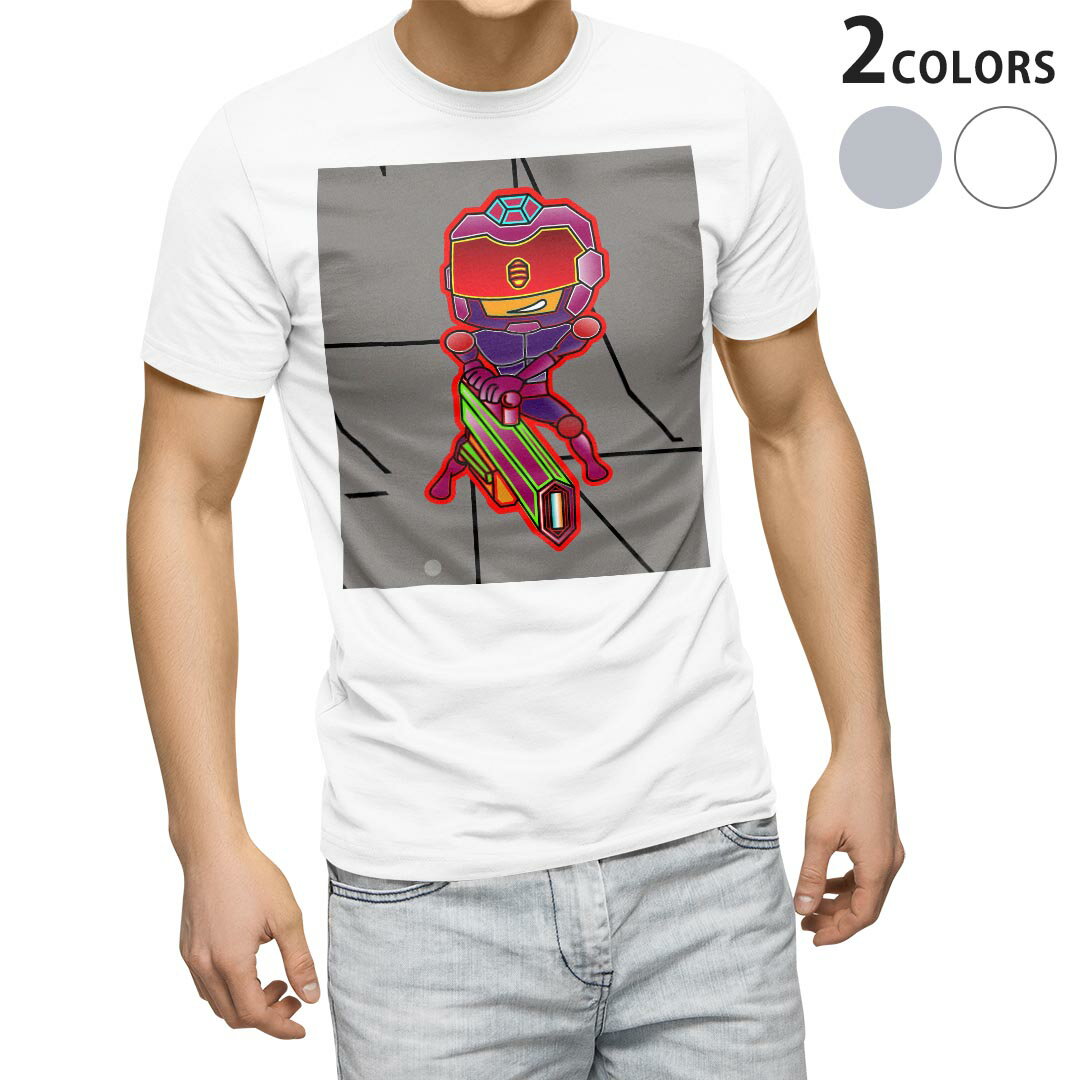 Character - Tシャツ メンズ 半袖 ホワイト グレー デザイン S M L XL 2XL Tシャツ ティーシャツ T shirt 007114 イラスト　キャラクター