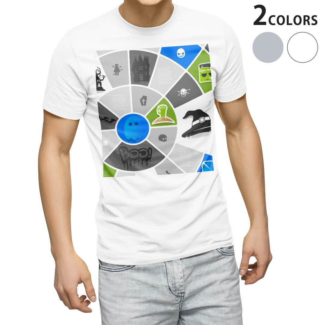 Character - Tシャツ メンズ 半袖 ホワイト グレー デザイン S M L XL 2XL Tシャツ ティーシャツ T shirt 007183 ハロウィン　キャラクター