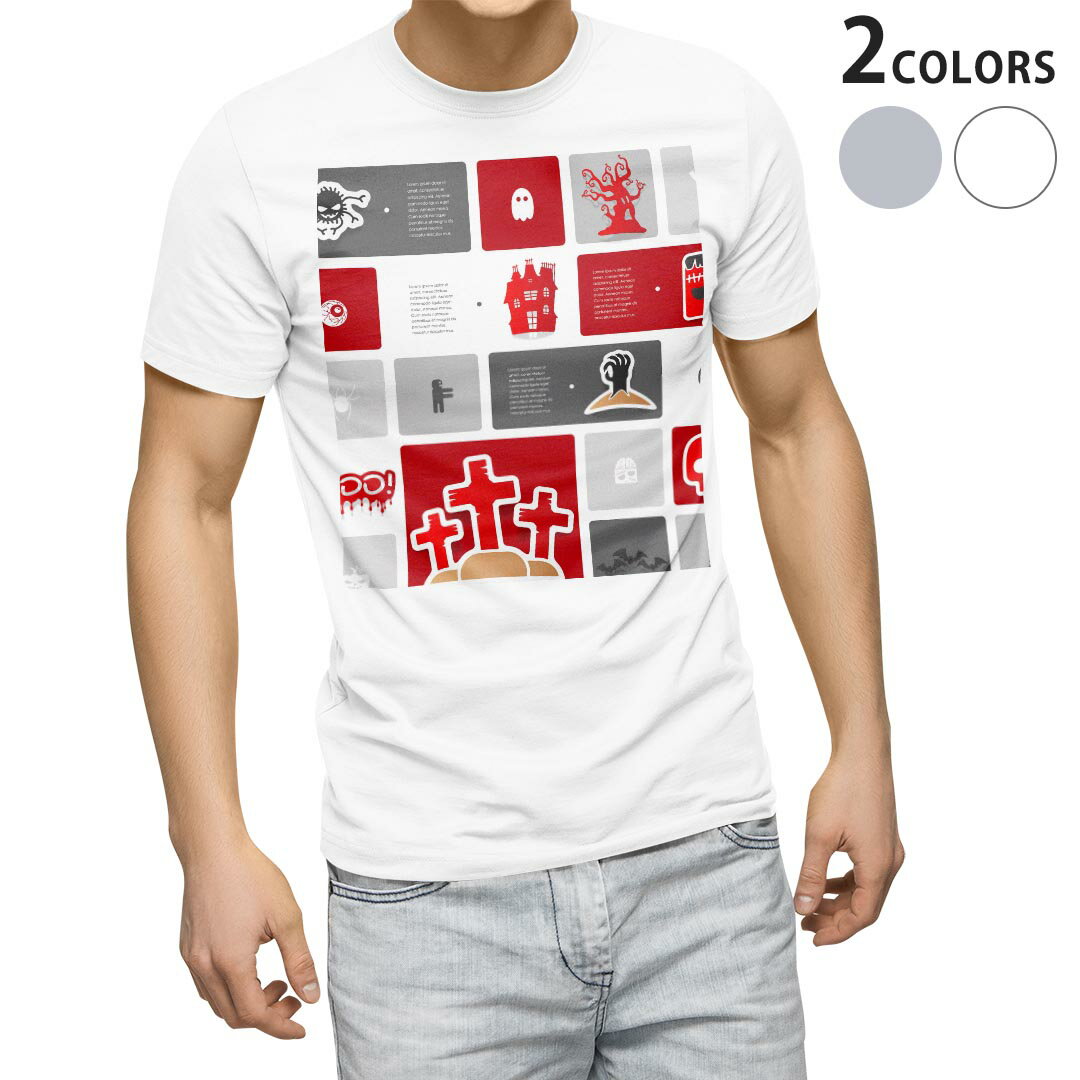 Shirts, T-Shirts - Tシャツ メンズ 半袖 ホワイト グレー デザイン S M L XL 2XL Tシャツ ティーシャツ T shirt 007185 ハロウィン　キャラクター