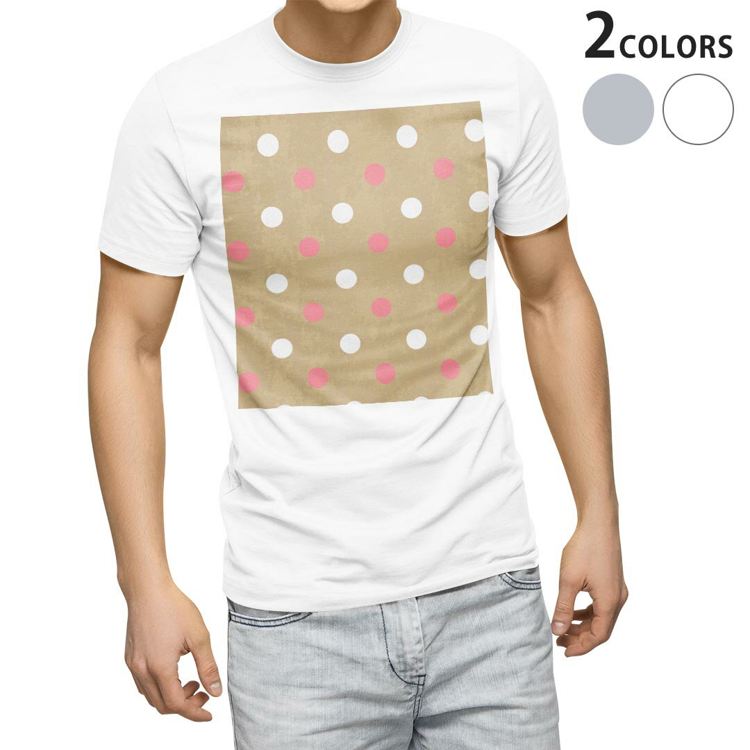 Tシャツ メンズ 半袖 ホワイト グレー デザイン S M L XL 2XL Tシャツ ティーシャツ T shirt 007418 水玉 ピンク 白 ホワイト