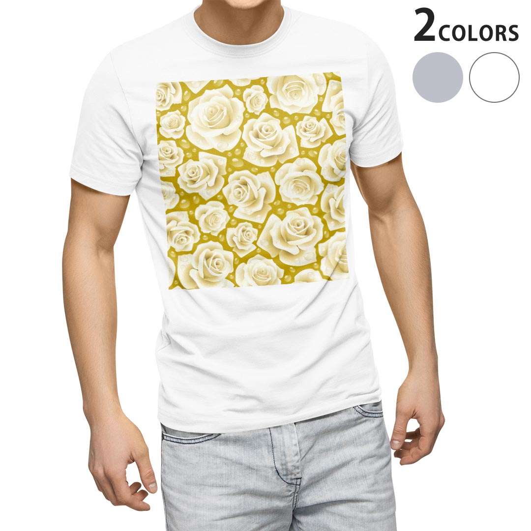 Tシャツ メンズ 半袖 ホワイト グレー デザイン S M L XL 2XL Tシャツ ティーシャツ T shirt 007622 花 模様