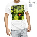 Tシャツ メンズ 半袖 ホワイト グレー デザイン S M L XL 2XL Tシャツ ティーシャツ T shirt 007841 植物 クローバー 緑 グリーン 模様