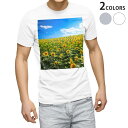 Tシャツ メンズ 半袖 ホワイト グレー デザイン S M L XL 2XL Tシャツ ティーシャツ T shirt 007936 写真 花 向日葵 ひまわり