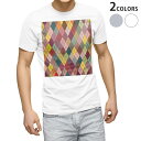 Tシャツ メンズ 半袖 ホワイト グレー デザイン S M L XL 2XL Tシャツ ティーシャツ T shirt 007943 カラフル アーガイル 模様