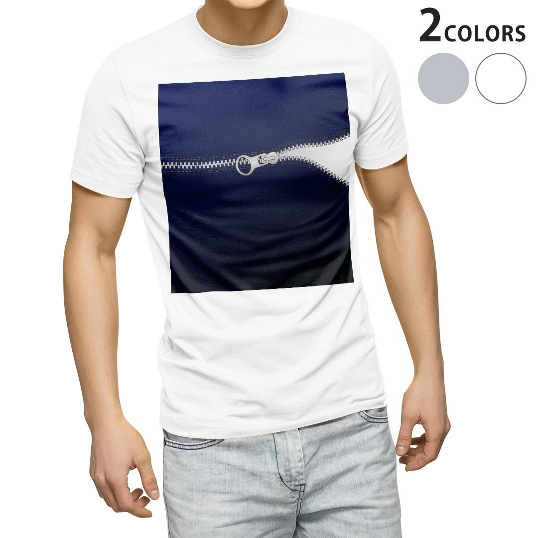 Tシャツ メンズ 半袖 ホワイト グレー デザイン S M L XL 2XL Tシャツ ティーシャツ T shirt 008071 イラスト　チャック　青　ブルー