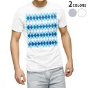 Tシャツ メンズ 半袖 ホワイト グレー デザイン S M L XL 2XL Tシャツ ティーシャツ T shirt 008112 チェック 青 ブルー アーガ...