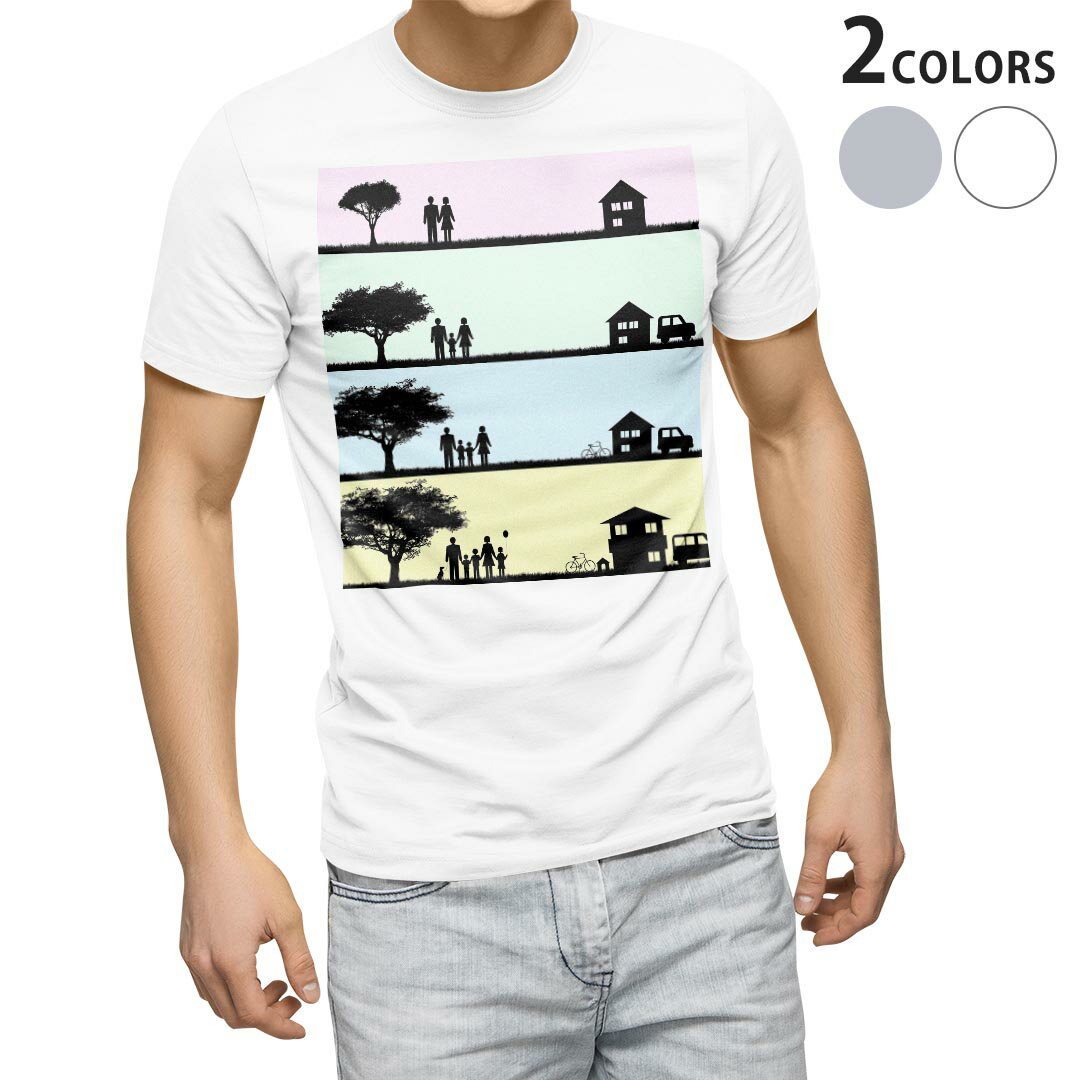 Tシャツ メンズ 半袖 ホワイト グレー デザイン S M L XL 2XL Tシャツ ティーシャツ T shirt 008217 影 イラスト パステル 黒 ブラック