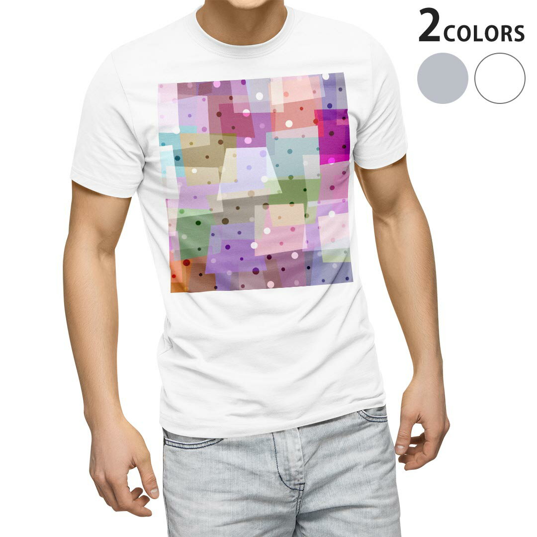 Tシャツ メンズ 半袖 ホワイト グレー デザイン S M L XL 2XL Tシャツ ティーシャツ T shirt 008504 カラフル パステル 水玉 模様
