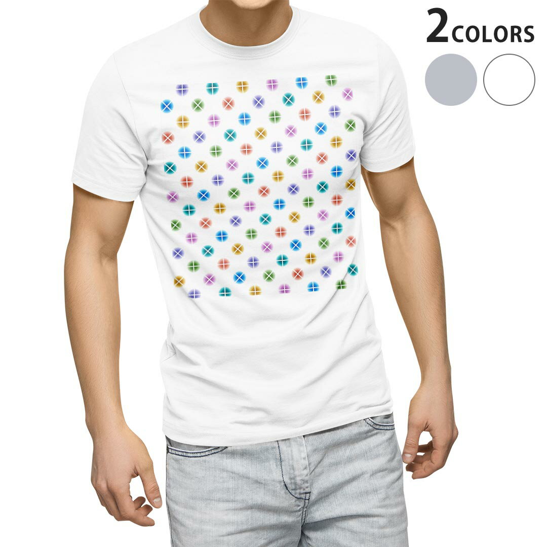 Rakuten - Tシャツ メンズ 半袖 ホワイト グレー デザイン S M L XL 2XL Tシャツ ティーシャツ T shirt 008525 カラフル　水玉　模様