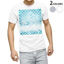 Tシャツ メンズ 半袖 ホワイト グレー デザイン S M L XL 2XL Tシャツ ティーシャツ T shirt 008672 チェック　水色　青　ブルー　模様