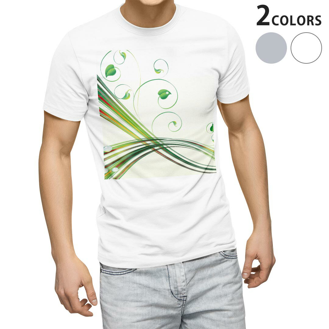 Tシャツ メンズ 半袖 ホワイト グレー デザイン S M L XL 2XL Tシャツ ティーシャツ T shirt 008756 緑 グリーン 植物