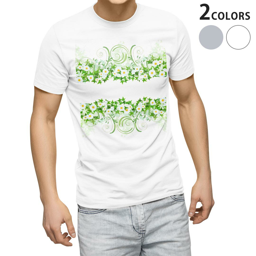 Original - Tシャツ メンズ 半袖 ホワイト グレー デザイン S M L XL 2XL Tシャツ ティーシャツ T shirt 009135 花　　植物
