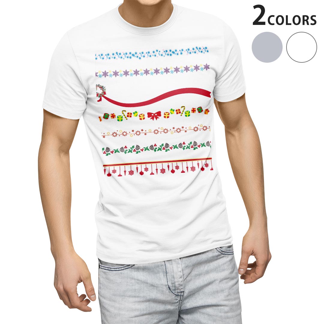 Tシャツ メンズ 半袖 ホワイト グレー デザイン S M L XL 2XL Tシャツ ティーシャツ T shirt 009145 クリスマス　模様　イラスト kabekore-11122368 kabeコレ パッケージ画像