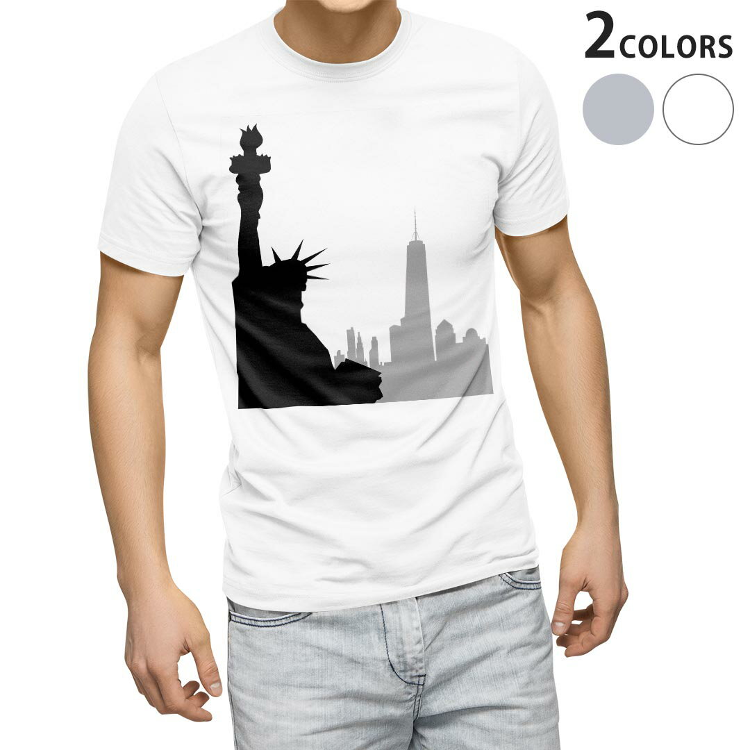 乐天商城 - Tシャツ メンズ 半袖 ホワイト グレー デザイン S M L XL 2XL Tシャツ ティーシャツ T shirt 009310 外国　白　黒　風景