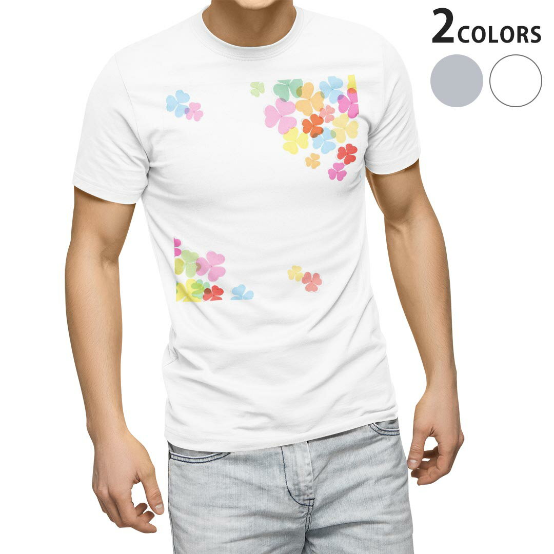 Tシャツ メンズ 半袖 ホワイト グレー デザイン S M L XL 2XL Tシャツ ティーシャツ T shirt 009318 カラフル 花