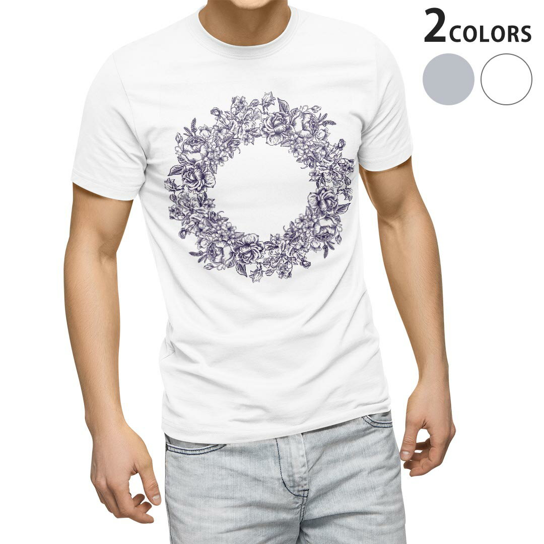 Tシャツ メンズ 半袖 ホワイト グレー デザイン S M L XL 2XL Tシャツ ティーシャツ T shirt 009661 リース アンティーク