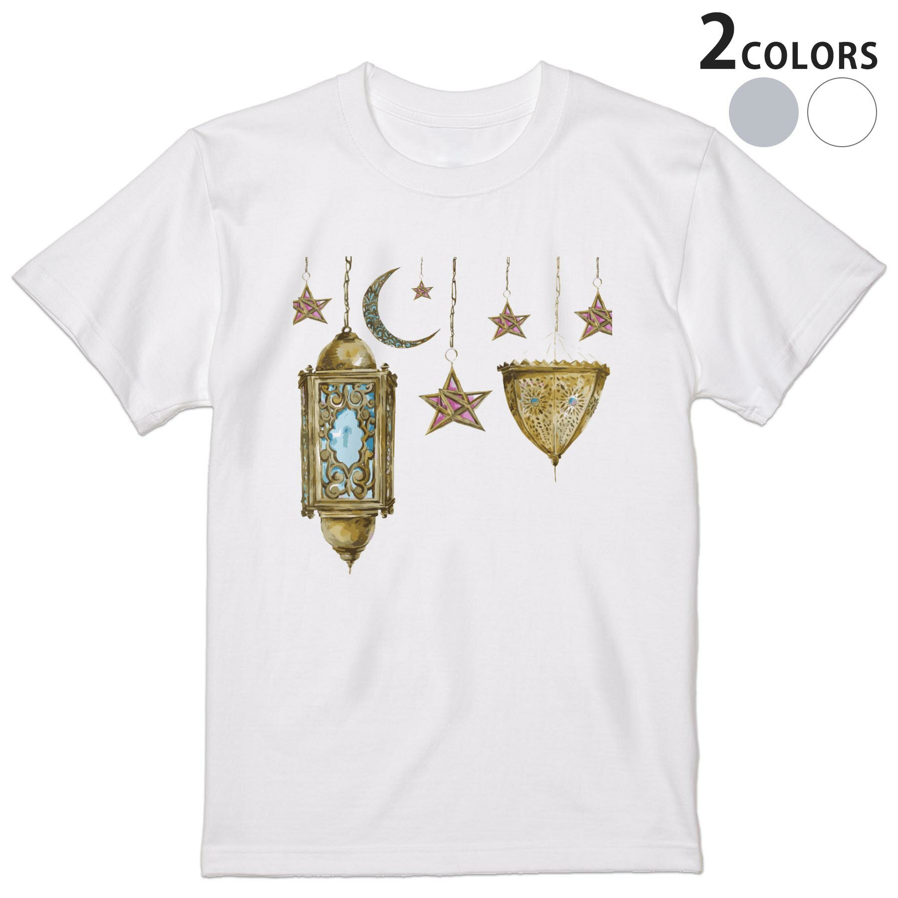 Tシャツ メンズ 半袖 ホワイト グレー デザイン S M L XL 2XL Tシャツ ティーシャツ T shirt 009705 アンティーク 星 月