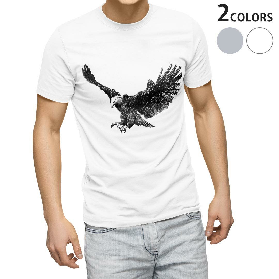 Tシャツ メンズ 半袖 ホワイト グレー デザイン S M L XL 2XL Tシャツ ティーシャツ T shirt 009728 鳥　和風　和柄