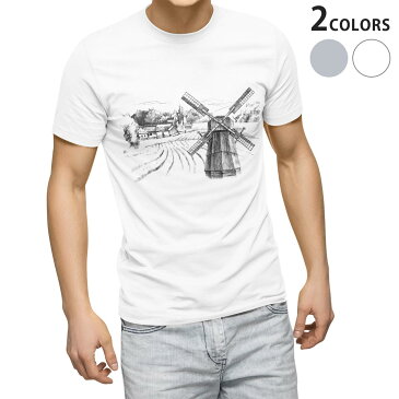 tシャツ メンズ 半袖 ホワイト グレー デザイン XS S M L XL 2XL Tシャツ ティーシャツ T shirt 010006 風景　景色　モノクロ