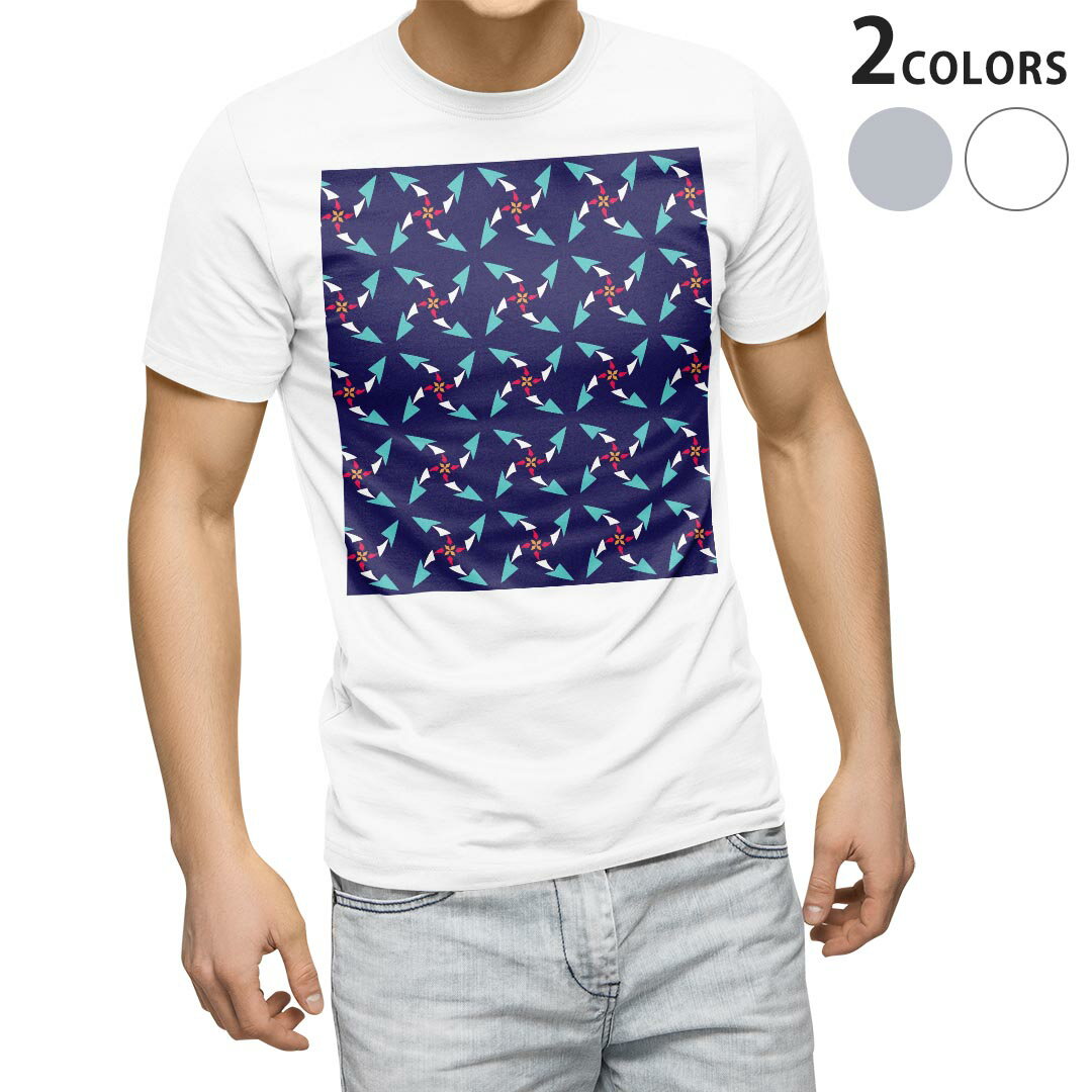 Tシャツ メンズ 半袖 ホワイト グレー デザイン S M L XL 2XL Tシャツ ティーシャツ T shirt 010595 風車　ネイビー　模様