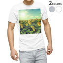 Tシャツ メンズ 半袖 ホワイト グレー デザイン S M L XL 2XL Tシャツ ティーシャツ T shirt 011053 花 ひまわり 夏