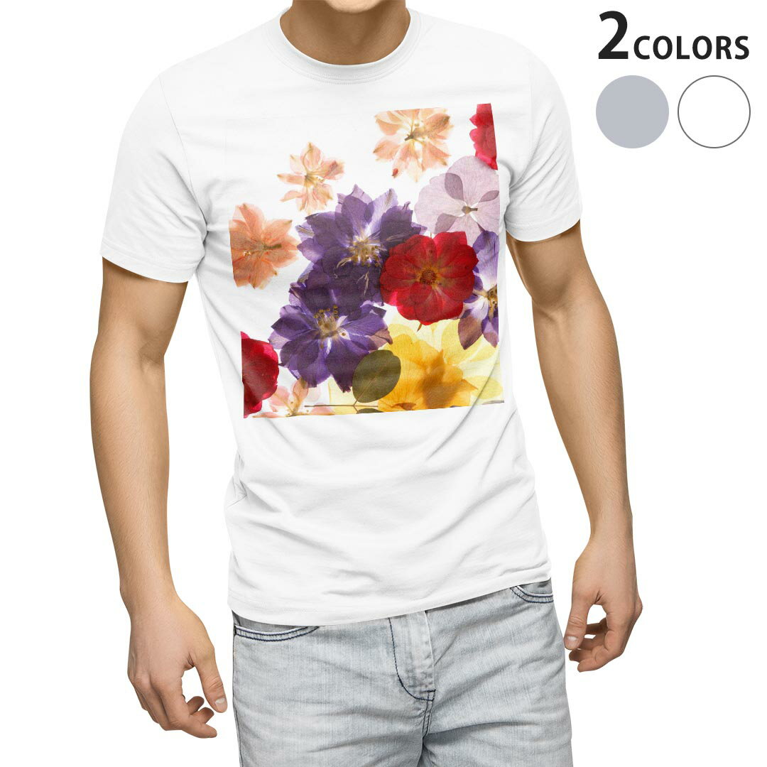 Tシャツ メンズ 半袖 ホワイト グレー デザイン S M L XL 2XL Tシャツ ティーシャツ T shirt 011228 花..