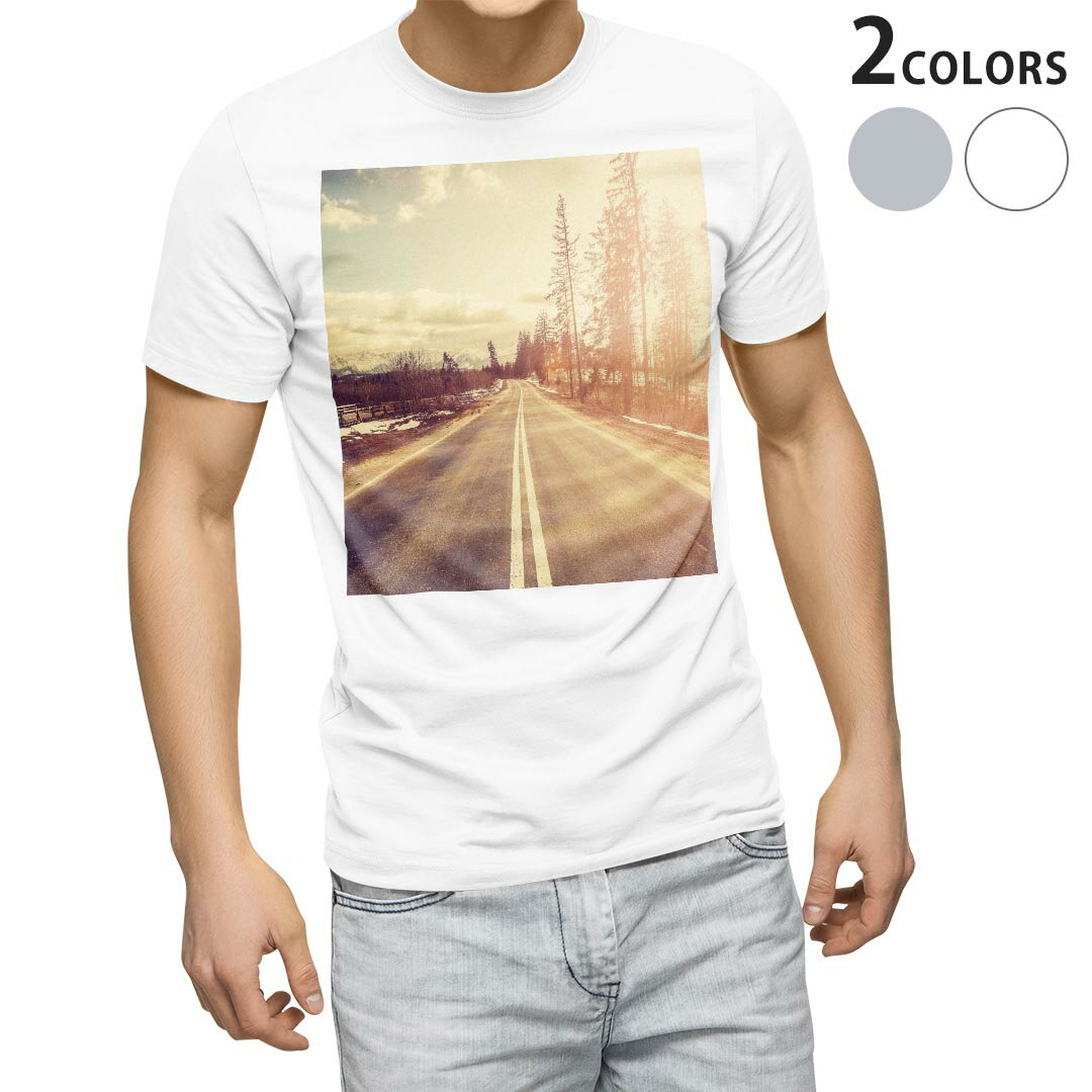 Other - Tシャツ メンズ 半袖 ホワイト グレー デザイン S M L XL 2XL Tシャツ ティーシャツ T shirt 011287 写真　風景　道