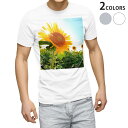 Tシャツ メンズ 半袖 ホワイト グレー デザイン S M L XL 2XL Tシャツ ティーシャツ T shirt 011440 花 ひまわり 写真