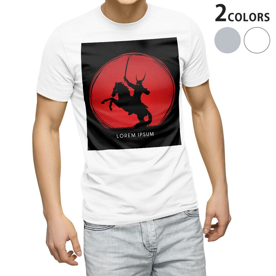 乐天商城 - Tシャツ メンズ 半袖 ホワイト グレー デザイン S M L XL 2XL Tシャツ ティーシャツ T shirt 011529 侍　武士　刀