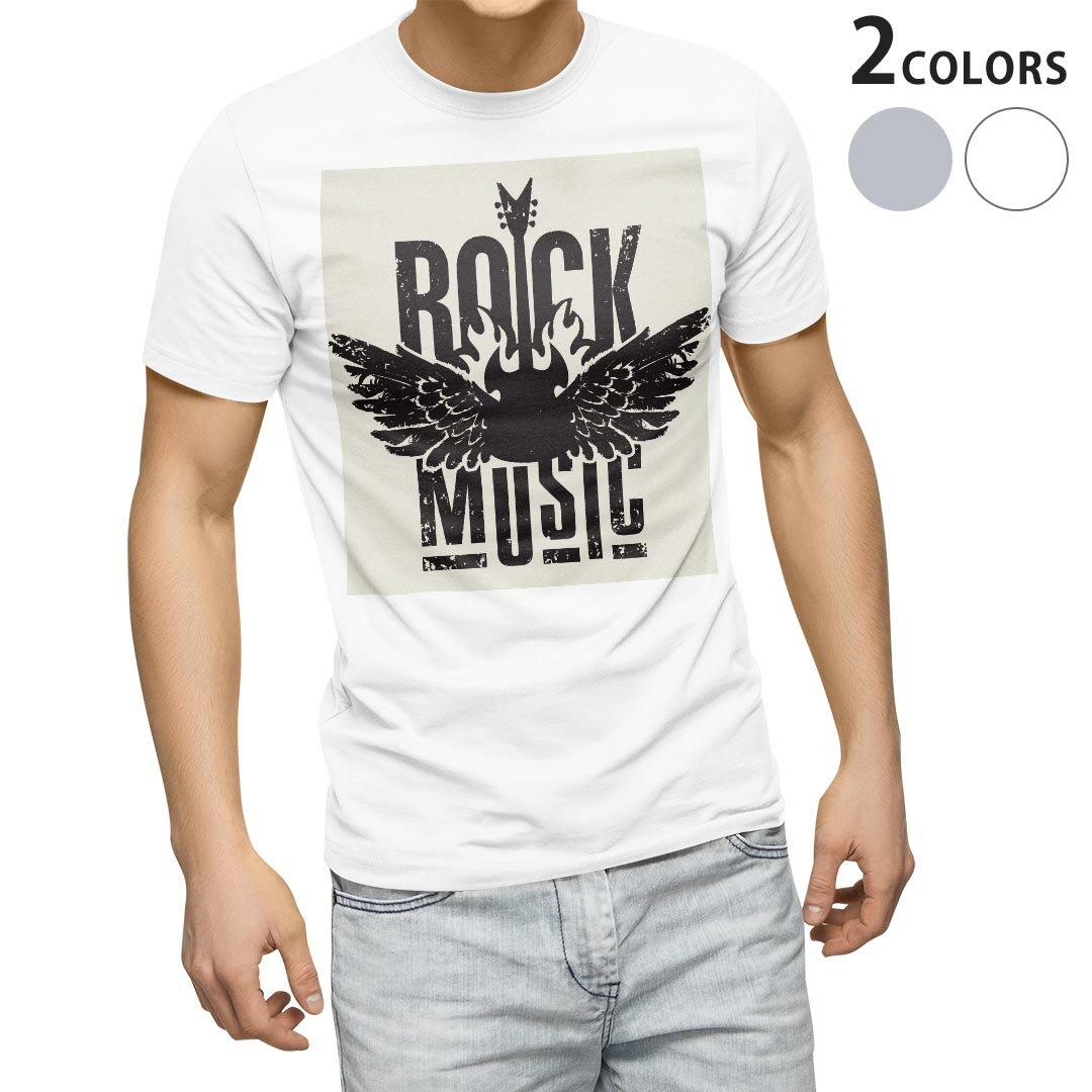 Tシャツ メンズ 半袖 ホワイト グレー デザイン S M L XL 2XL Tシャツ ティーシャツ T shirt 011660 音楽　ロック　ギター