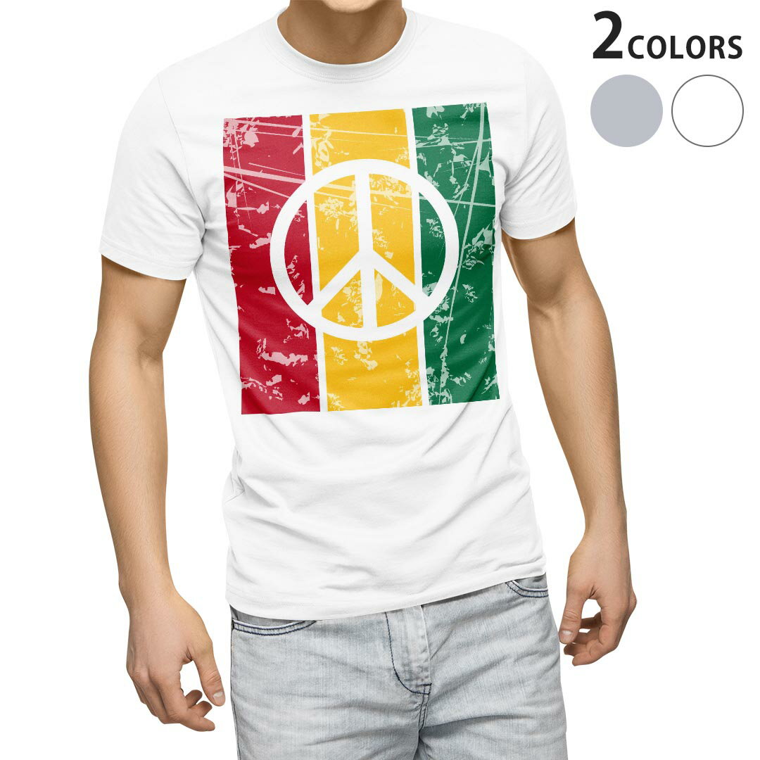 Tシャツ メンズ 半袖 ホワイト グレー デザイン S M L XL 2XL Tシャツ ティーシャツ T shirt 011763 レゲエ　ピース　音楽