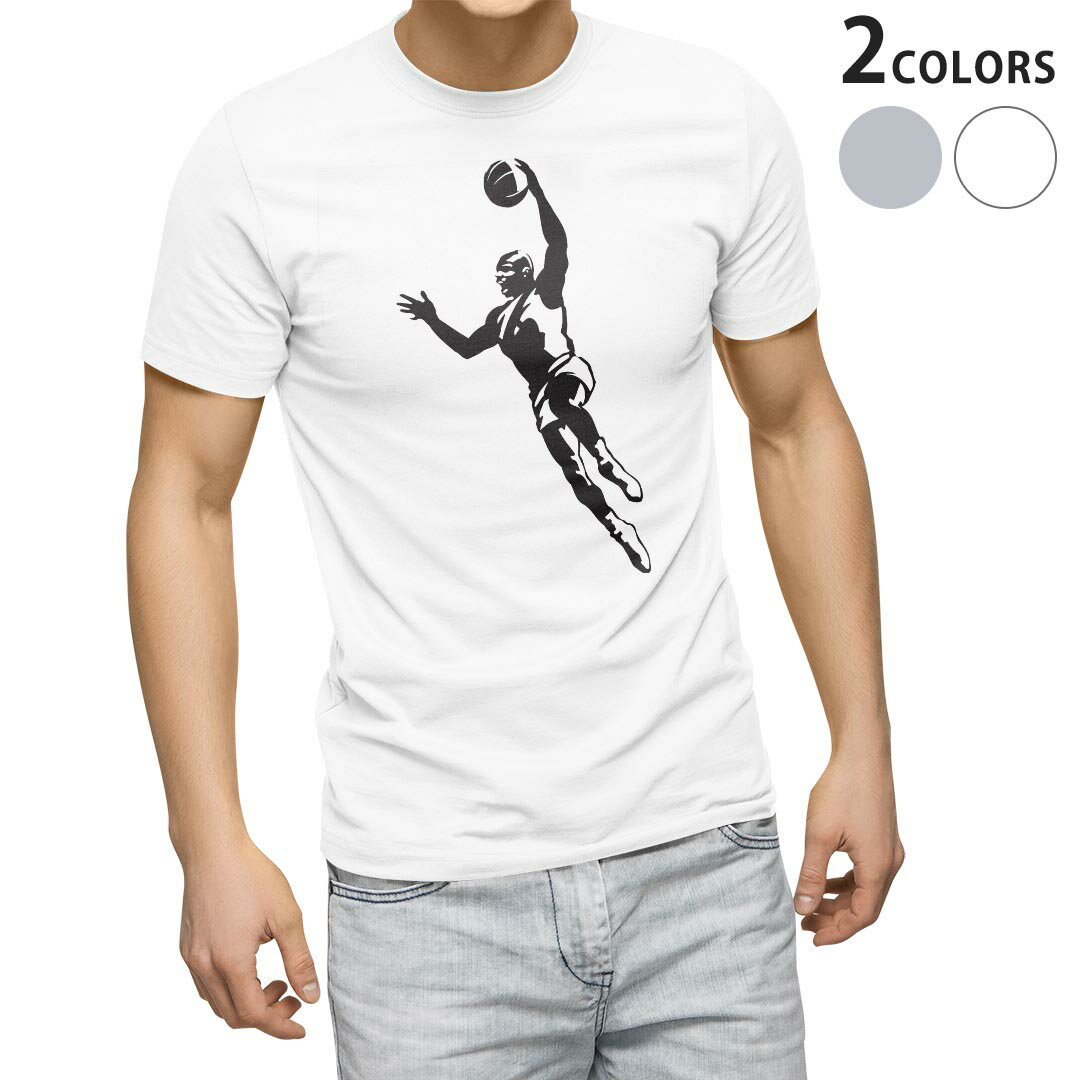 Tシャツ メンズ 半袖 ホワイト グレー デザイン S M L XL 2XL Tシャツ ティーシャツ T shirt 011829 バスケ　スポーツ　人物