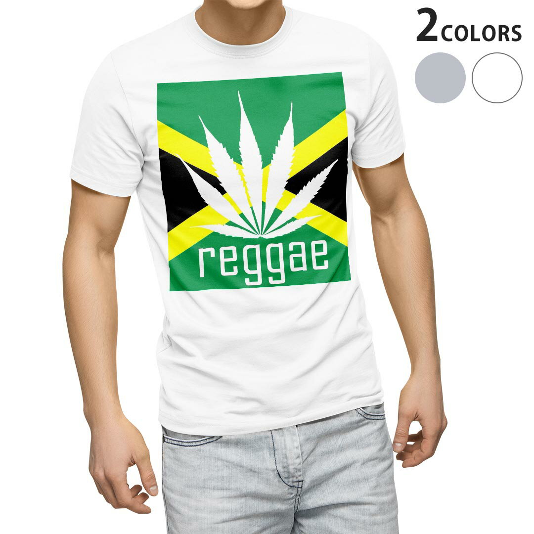 Tシャツ メンズ 半袖 ホワイト グレー デザイン S M L XL 2XL Tシャツ ティーシャツ T shirt 011830 レゲエ　音楽　植物
