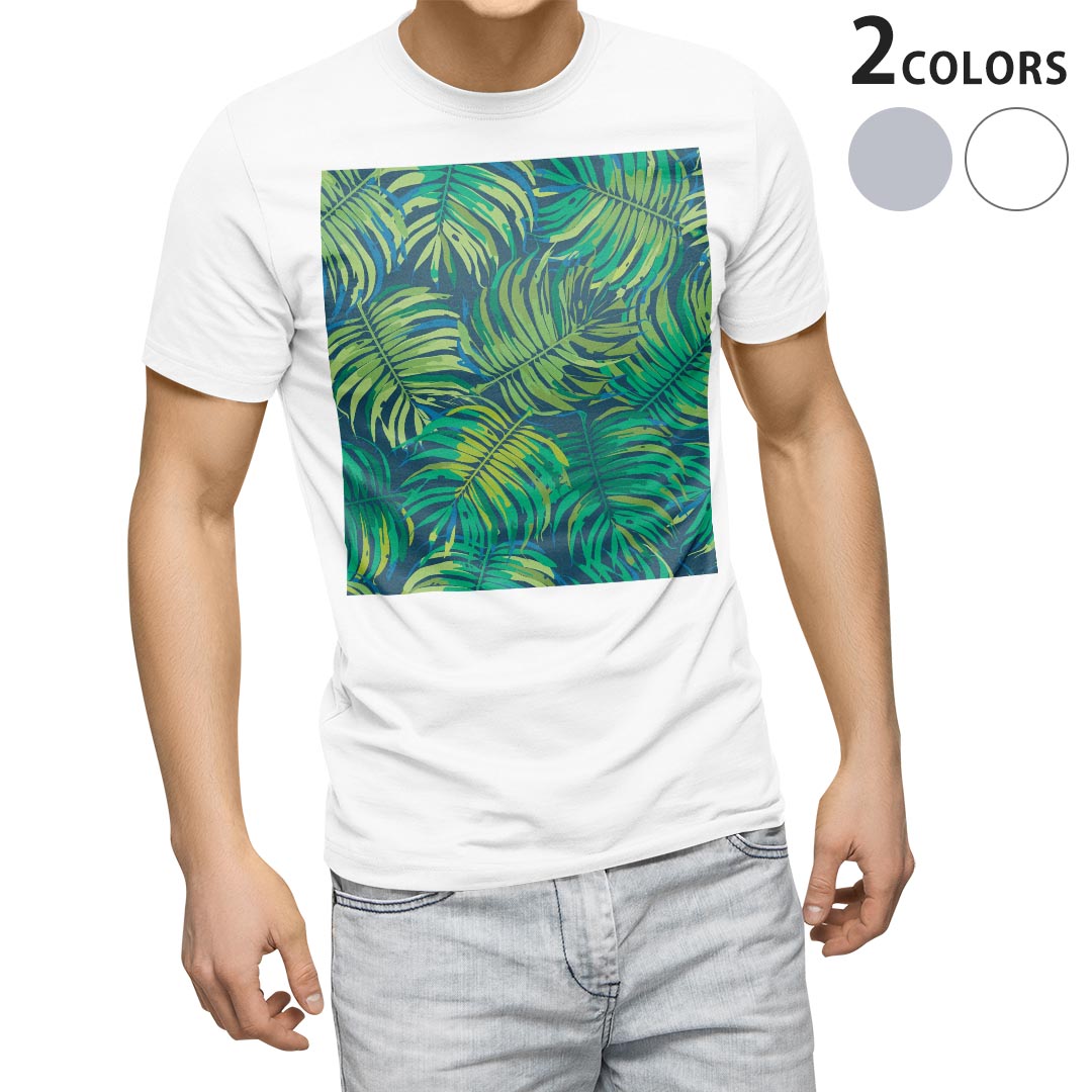 Shirts, T-Shirts - Tシャツ メンズ 半袖 ホワイト グレー デザイン S M L XL 2XL Tシャツ ティーシャツ T shirt 012104 植物　緑　夏