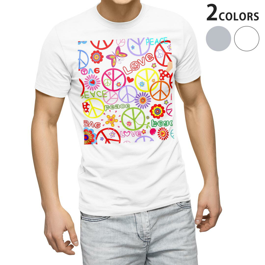SUKA - Tシャツ メンズ 半袖 ホワイト グレー デザイン S M L XL 2XL Tシャツ ティーシャツ T shirt 012134 ピース　ロゴ　英語