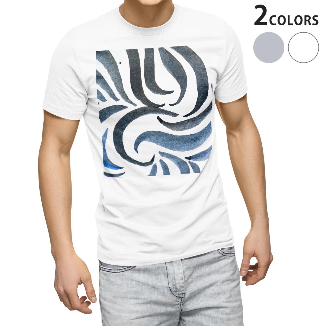 Tシャツ メンズ 半袖 ホワイト グレー デザイン S M L XL 2XL Tシャツ ティーシャツ T shirt 012281 シンプル　波　模様