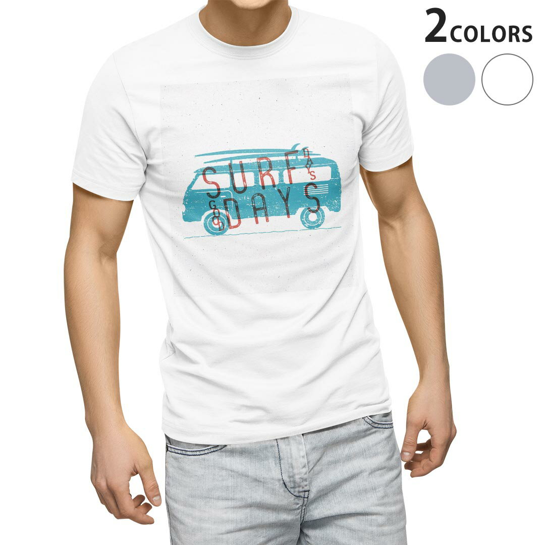 Other - Tシャツ メンズ 半袖 ホワイト グレー デザイン S M L XL 2XL Tシャツ ティーシャツ T shirt 012461 サーフ　車　英語